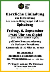 Einweihung Sitzgruppe auf dem Spitzberg @ Gerlaser Forsthaus