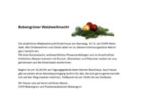 Waldweihnacht @ CVJM Heim Bobengrün